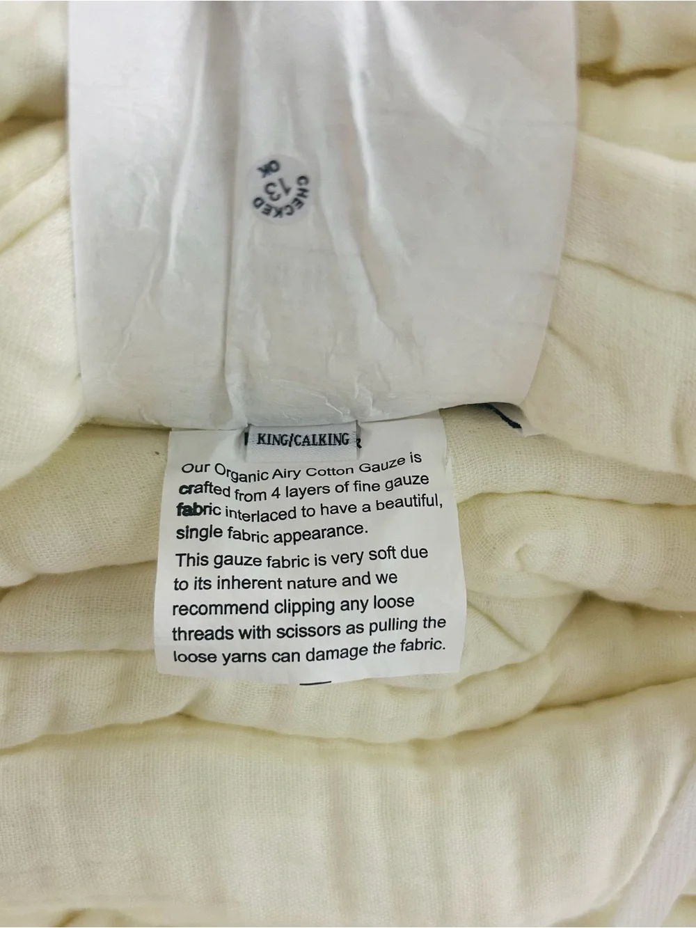 NWT QUINCE Organic Airy Gauze Dream Quilt King/Cal King Ivory 8327